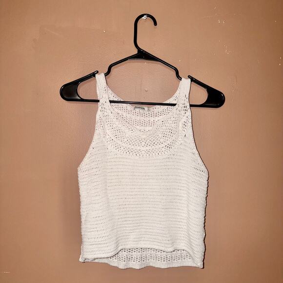 Stradivarius Women's White Knit Crop Sleeveless Top - Size Large - Picture 3 of 7